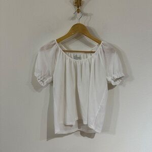 Madewell Texture & Thread White Puff Sleeve Top Women’s Small – Peasant Blouse